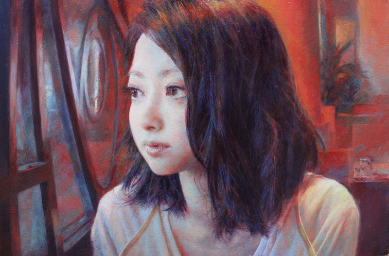 油彩 浅村理江　真作　雨の音がきこえる　F8号 Yahoo!オークション - 【五】真作 浅村理江 『雨の音』 油彩